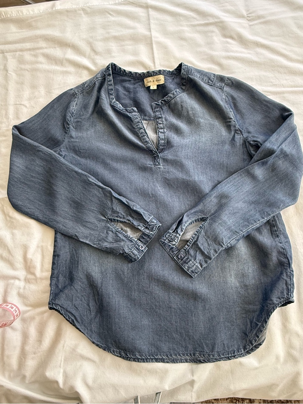 cloth & stone faded blue denim blouse